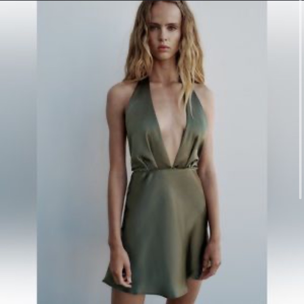 Zara Satin Effect Halter Mini Dress NWT Size XL